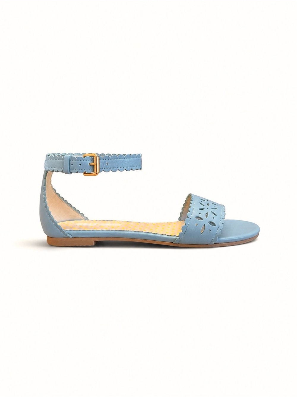 NWOT Boden Powder Blue Scalloped Laser-Cut Ankle-Strap Sandals - Picture 2 of 6